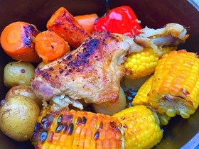 ダッチオーブンですだち鶏のローストチキン