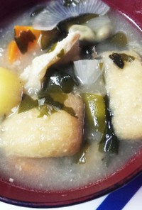 冷凍空豆と根菜の味噌汁◆