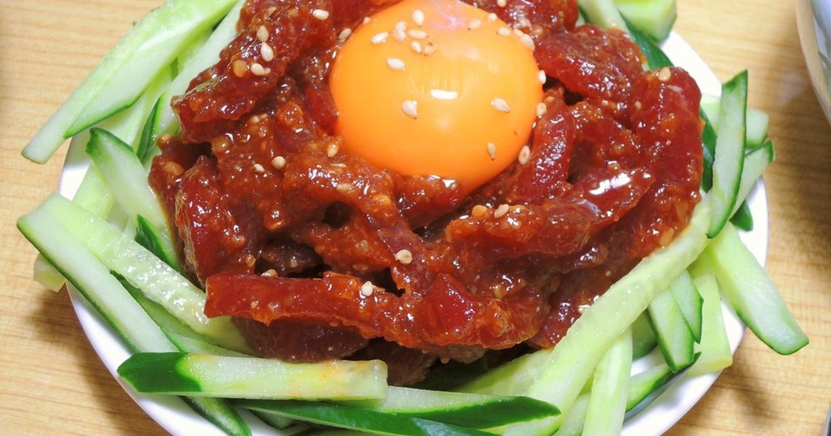 簡単 クジラのユッケ レシピ 作り方 By 青麺記 クックパッド 簡単おいしいみんなのレシピが354万品