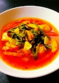 タラの芽とチキンの柚胡椒のスープ