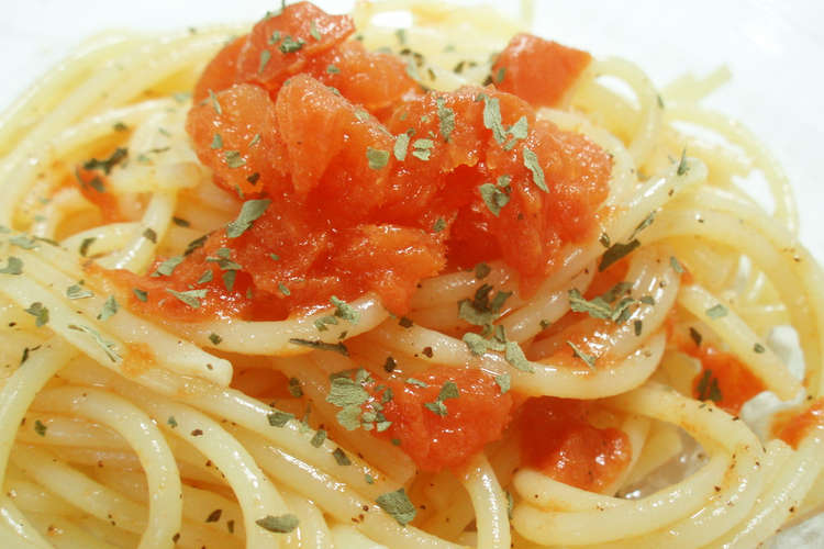 凍りトマトジュース De 冷製パスタ レシピ 作り方 By 道産子美鈴 クックパッド 簡単おいしいみんなのレシピが359万品