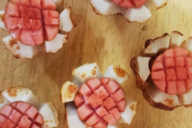 お弁当にピンクのお花 焼ちくわウインナー レシピ 作り方 By Maまゆーや クックパッド