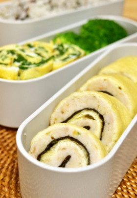 お弁当に!油揚げの鶏・紫蘇・海苔くるくる