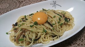 納豆スパゲッティ♪バター醤油味+塩昆布♪