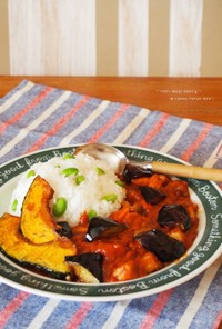 枝豆ご飯と夏野菜のトマトチキンカレー