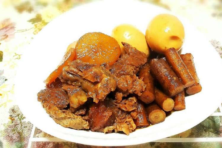 やわらか牛筋とごぼうの甘辛和風うま煮 レシピ 作り方 By ピンクローズ クックパッド 簡単おいしいみんなのレシピが372万品