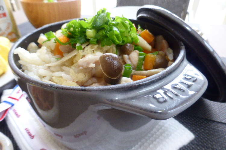 ストウブココットdegohanかやくご飯 レシピ 作り方 By さなえのおうちご飯 クックパッド 簡単おいしいみんなのレシピが352万品