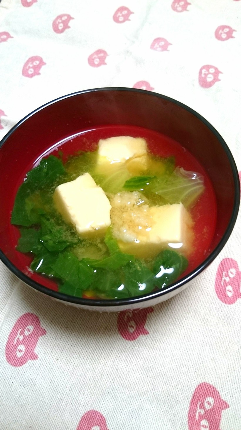 レタスと卵豆腐の生姜入り味噌汁の画像