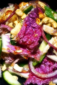 紫白菜と蒸し鶏のナッツサラダ