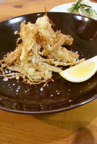 えのきの天ぷら - 塩とレモンで