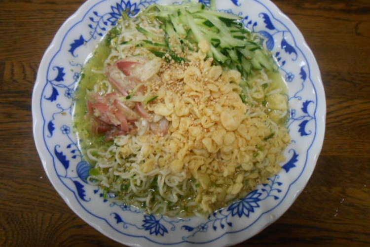 さっぱり 天かす冷やしぶっかけ塩らーめん レシピ 作り方 By えりにゃんた クックパッド