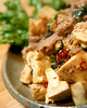 豆腐と豚肉のピリ辛大葉炒め