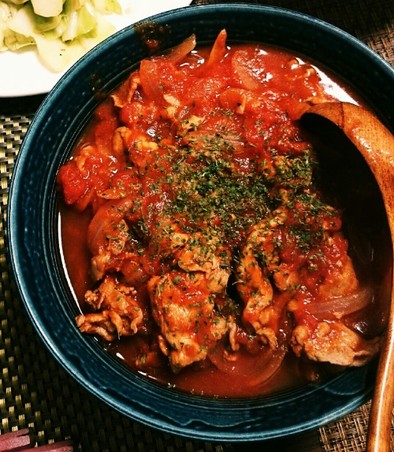 豚こま肉のイタリアン風トマト煮込みの写真