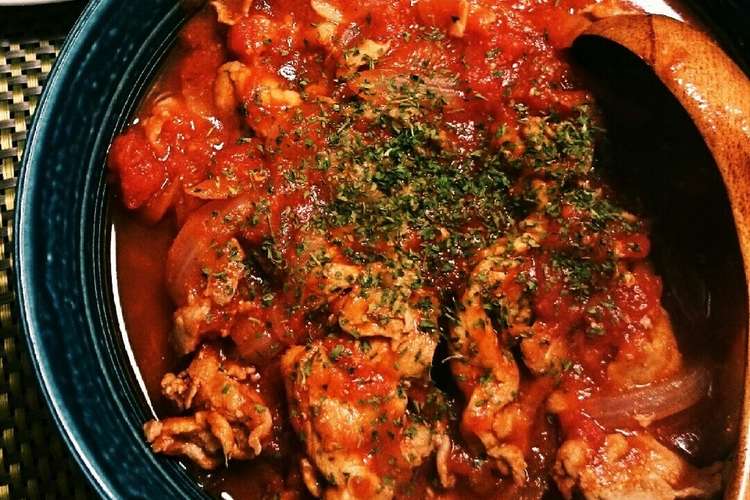 豚こま肉のイタリアン風トマト煮込み レシピ 作り方 By バンビ食堂 クックパッド