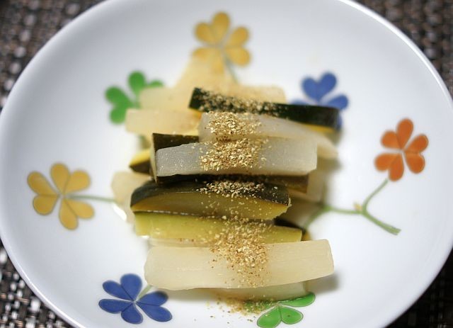 ズッキーニと大根の炒め煮山椒風味の画像