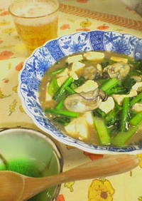 小松菜と牡蠣の中華炒め