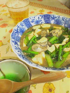 小松菜と牡蠣の中華炒めの画像