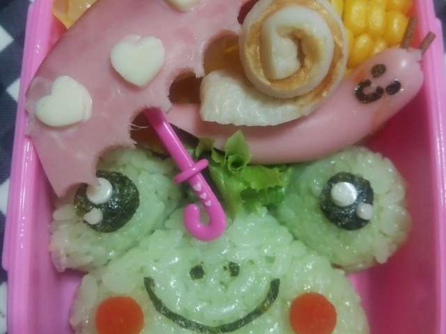 梅雨のキャラ弁 かえる かたつむり 傘 レシピ 作り方 By クックact