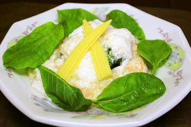 チンゲン菜の卵白仕立て