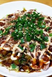 キャベツたっぷりレンジでお好み焼き