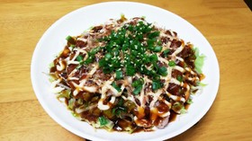 キャベツたっぷりレンジでお好み焼き