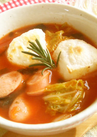 焼もち入り　トマト中華スープ