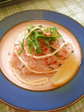 満腹ダイエット☆和風たらマヨ蒟蒻パスタ