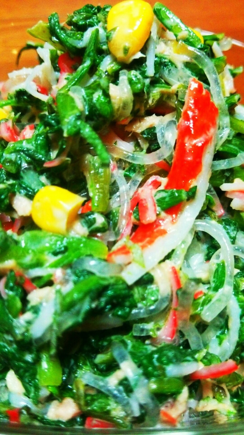 ♥プチプチ海藻麺と春菊の和え物♥の画像