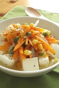 牛乳寒天ＩＮ♪冷製食べる野菜スープ