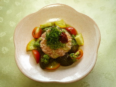 夏野菜とねぎとろの胡瓜ソースの画像