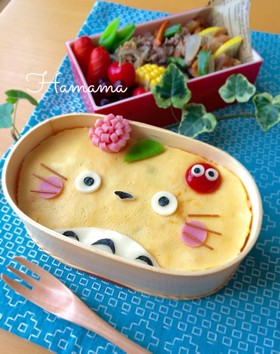 簡単♡オムライスで♡トトロキャラ弁
