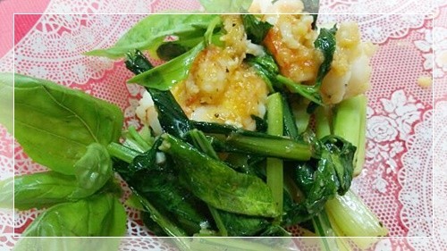 つくれぽレシピ！エビと小松菜の香草炒めの画像
