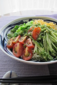 夏野菜たぷり✿緑酢deぶっかけ塩ラーメン