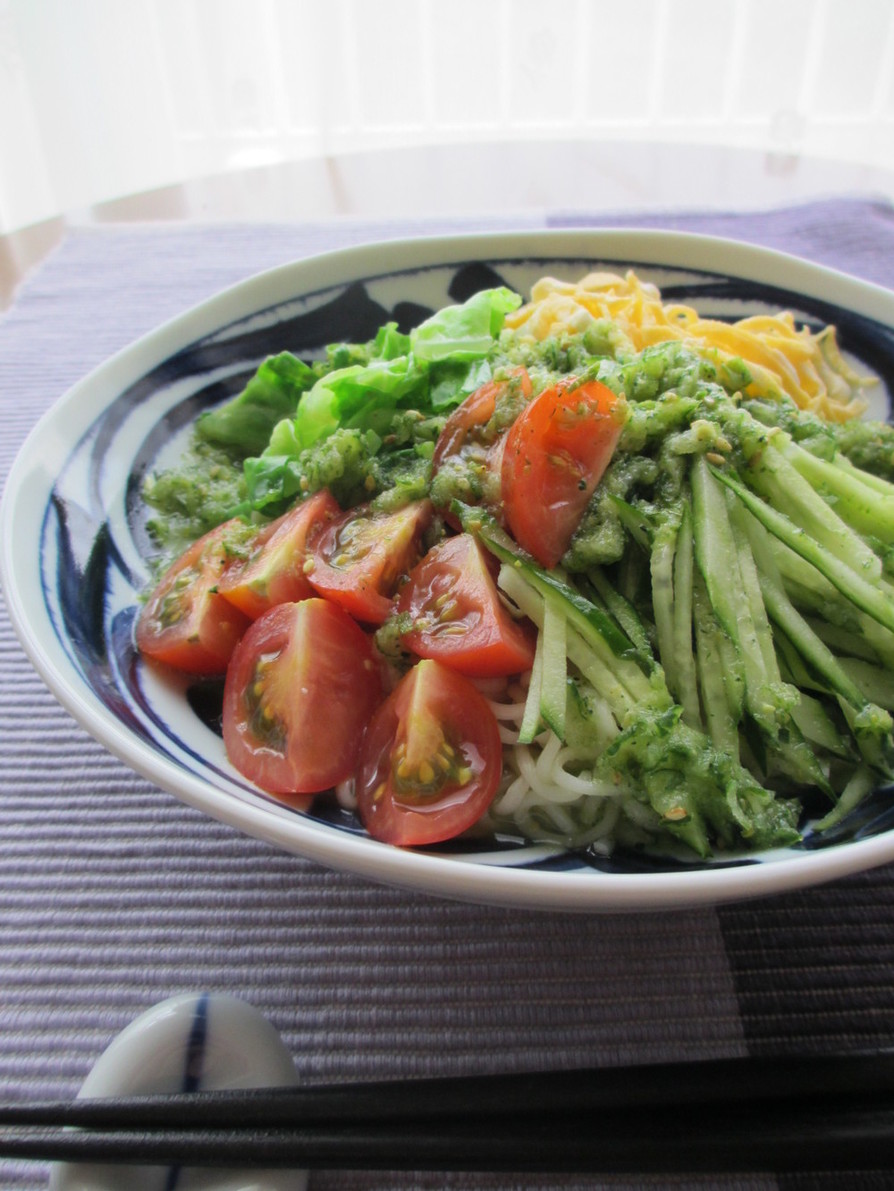 夏野菜たぷり✿緑酢deぶっかけ塩ラーメンの画像
