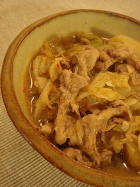 白菜・豚肉・春雨のピリカラ煮