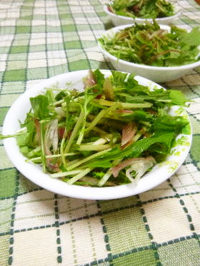 水菜・青じそ･ミョウガの中華風サラダの画像