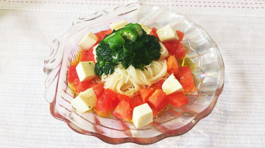 夏野菜と豆腐のお素麺の画像