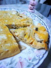 レンジで簡単☆お野菜と茸の和風オムレツの写真