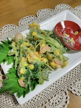 コーンと小エビのかき揚げ