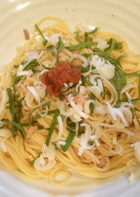 簡単で適当な梅しそツナスパゲッティ