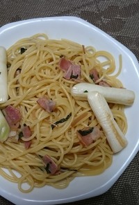 ベーコンと青菜の和風スパゲッティ