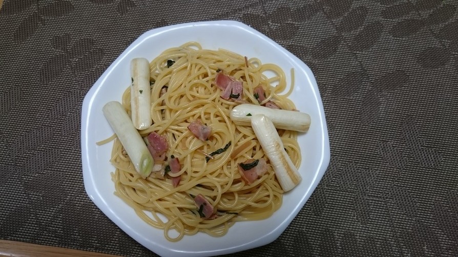 ベーコンと青菜の和風スパゲッティの画像