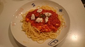 ツナトマトソースパスタ+焼きヨーグルト!