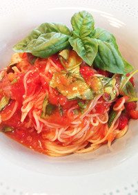 トマト缶で簡単冷製パスタ カッペリーニ