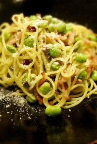 枝豆のペペロンチーノスパゲティ