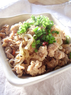 糸こんにゃくと鶏そぼろのきんぴら♪