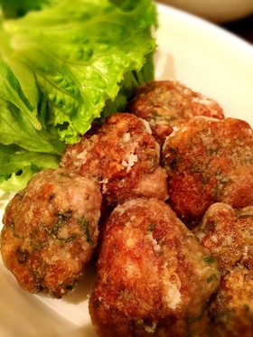 パパッとブタこまと大葉のカリッと肉団子