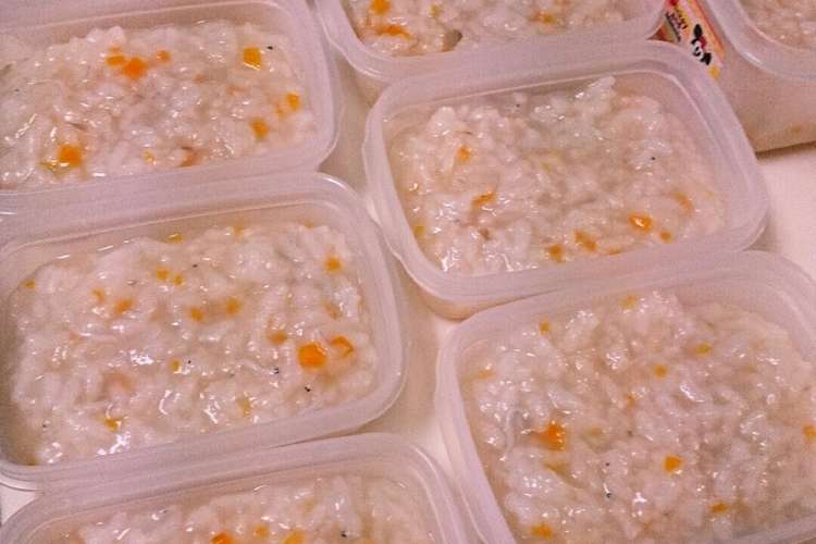 炊飯器で作るしらすと野菜がゆ 離乳食中期 レシピ 作り方 By みにまちゃ クックパッド 簡単おいしいみんなのレシピが357万品
