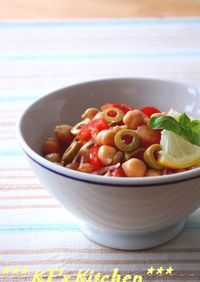ひよこ豆とオリーブのトマトドレッシング