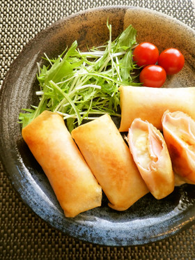冷凍グラタンで簡単超クリーミーハム春巻き